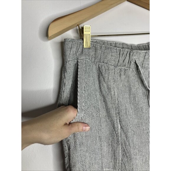 Gap Women's Linen Blend Striped Pants Large Roomy Leg Cozy Drawstring - Picture 6 of 10
